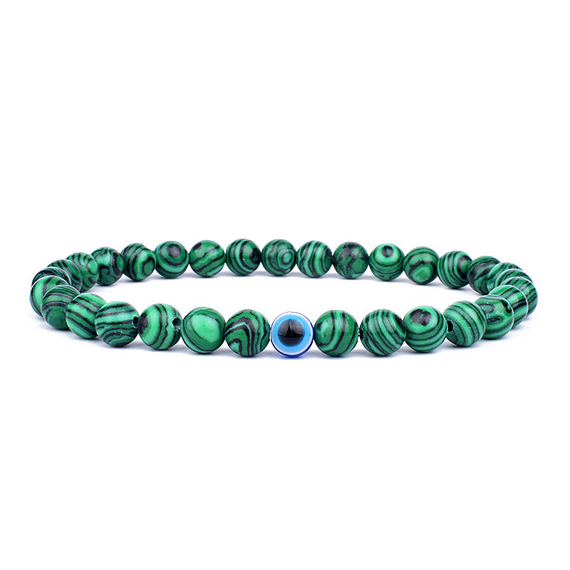 Natural Stone Brace Lace Resin Devil's Eye Beaded Elastic String Bracelet