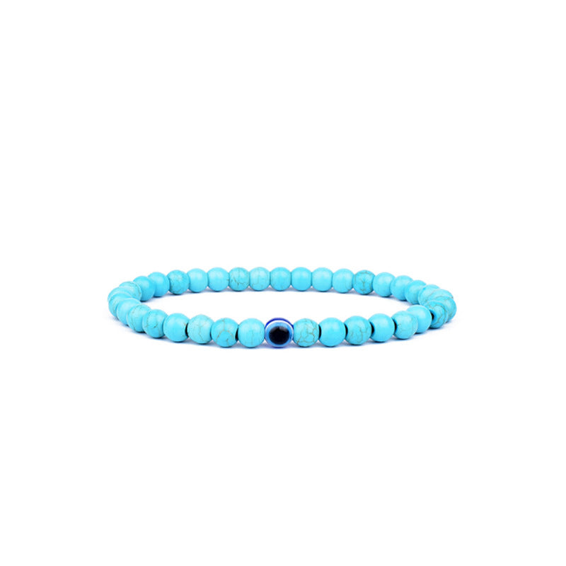 Natural Stone Brace Lace Resin Devil's Eye Beaded Elastic String Bracelet