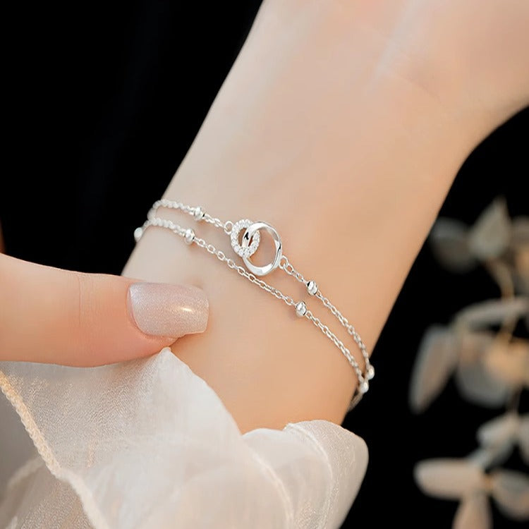 Strip Double Layer Ball Female Buckle Light Luxury Minority Exquisite Bracelet