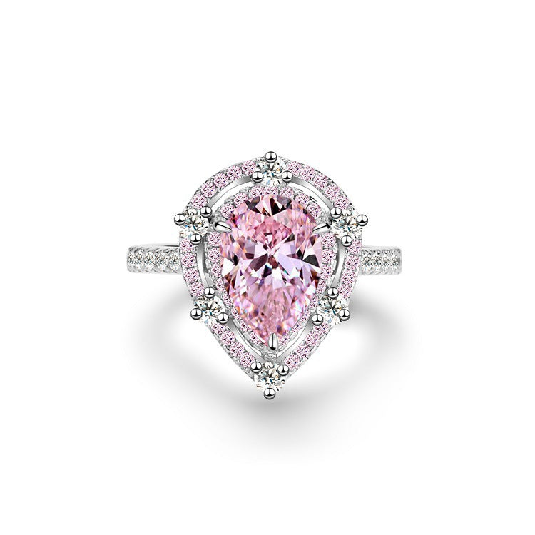 Ice Flower Cut Female Pink Diamond Rings