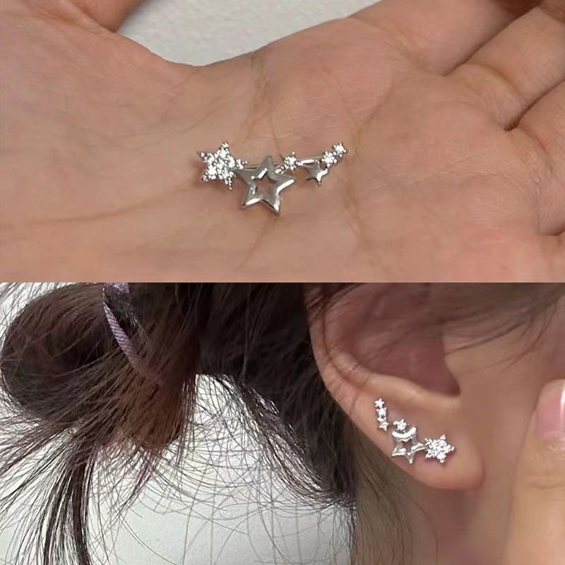 Women's Geometric Stars For Refined Rhinestone Pentagram Stud Earrings