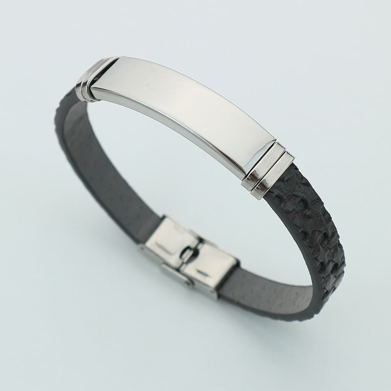 Korean Style High-grade Artificial Leather Stainless Steel Bracelets