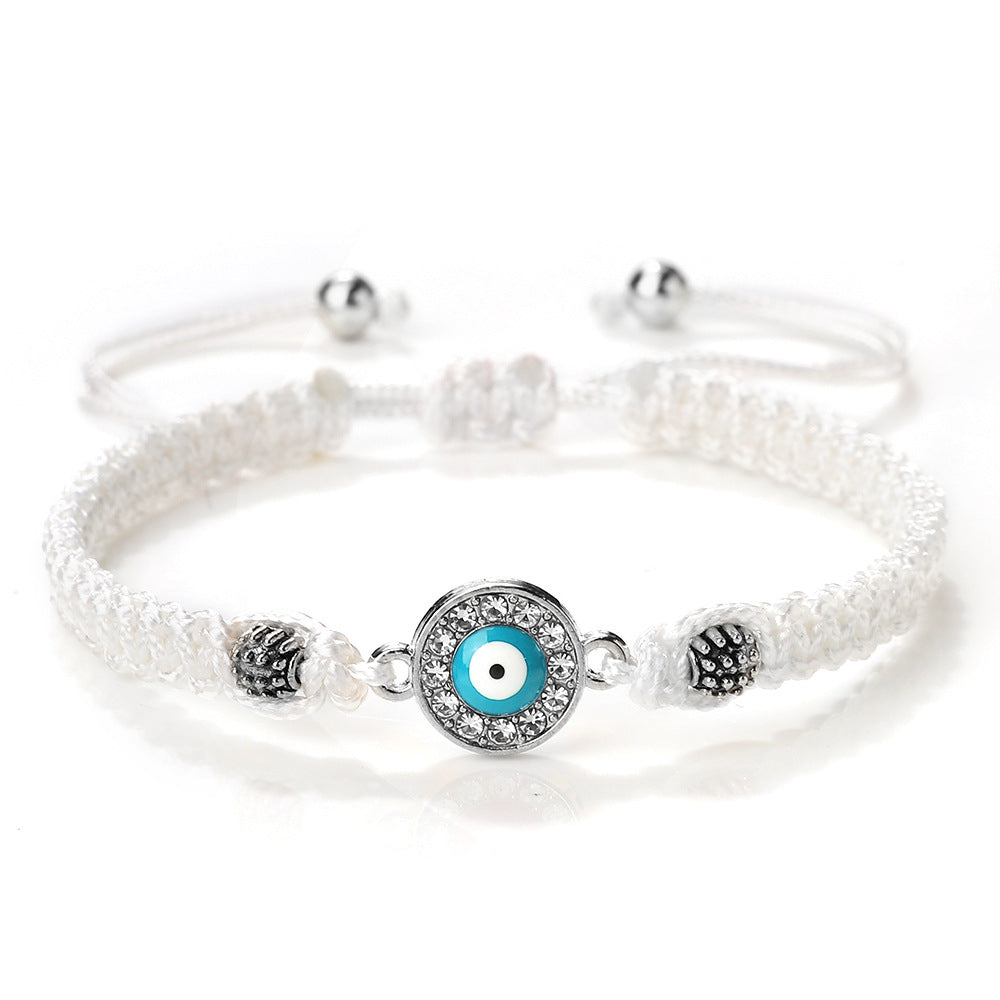 Women's & Men's Red Rope Safety Lock Devil's Eye Diamond Woven Hand Bracelet