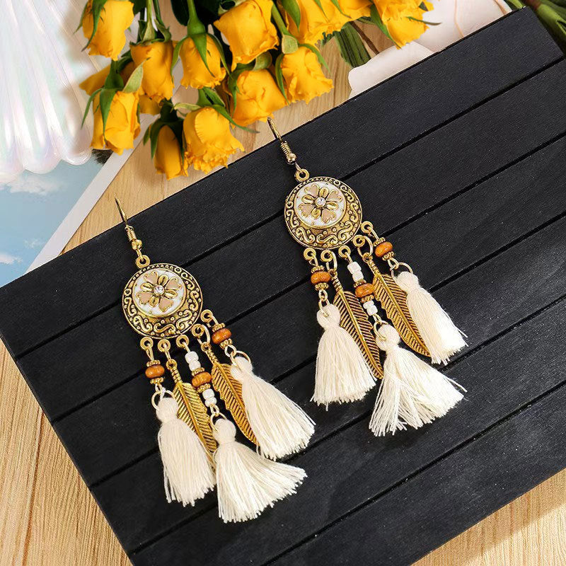 Ethnic Style Long Fringe Exotic Holiday Trip Earrings