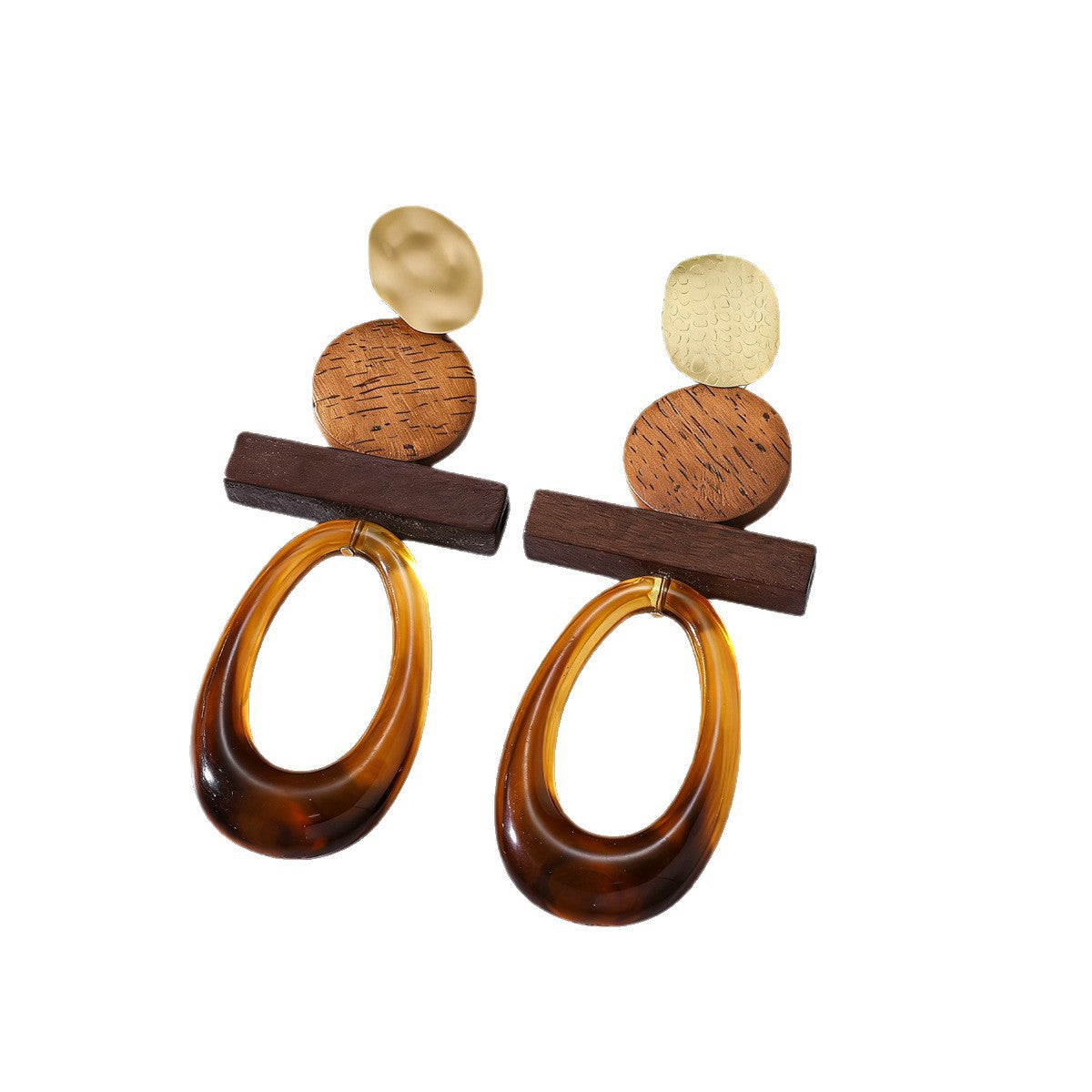 Women's Coffee Color Stitching Geometric High-grade Light Luxury Minority Rings