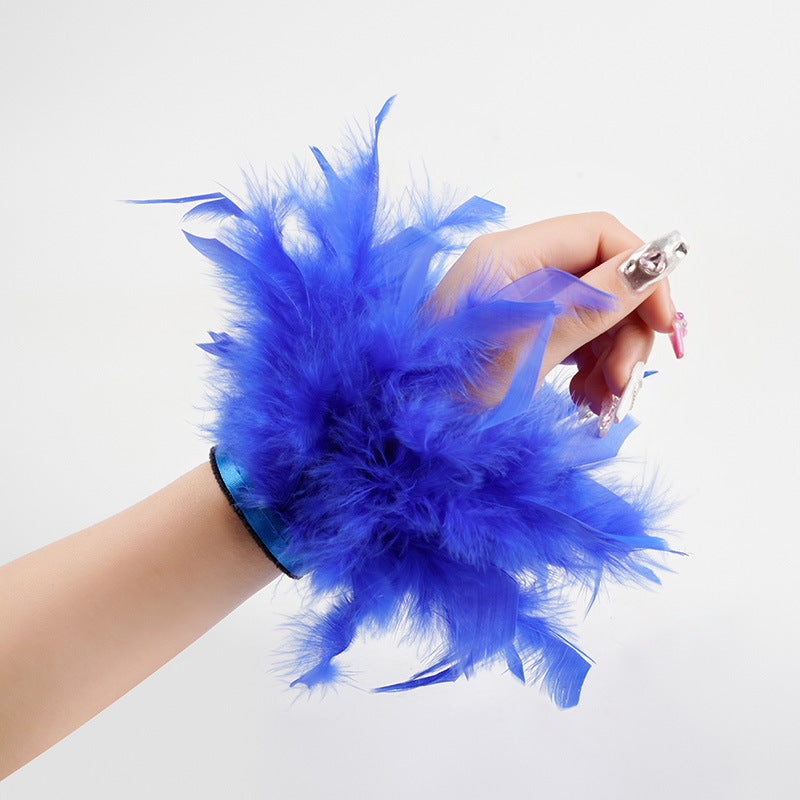 Turkey Feather Colorful Pop Hair Band Bracelet