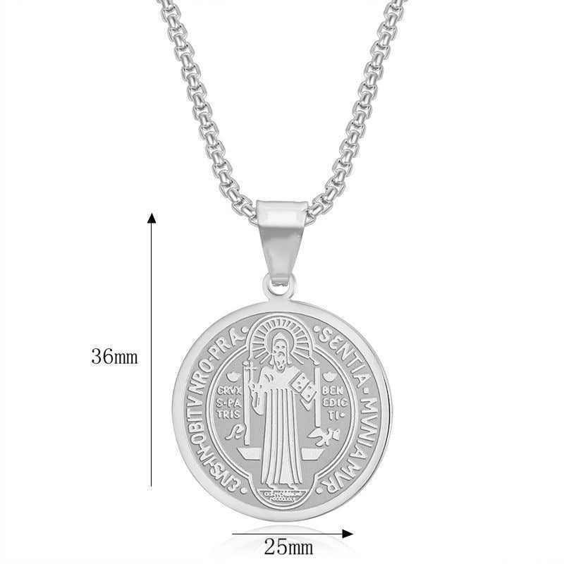 Men's Stainless Steel Priest St. Benedict Exorcist Necklaces