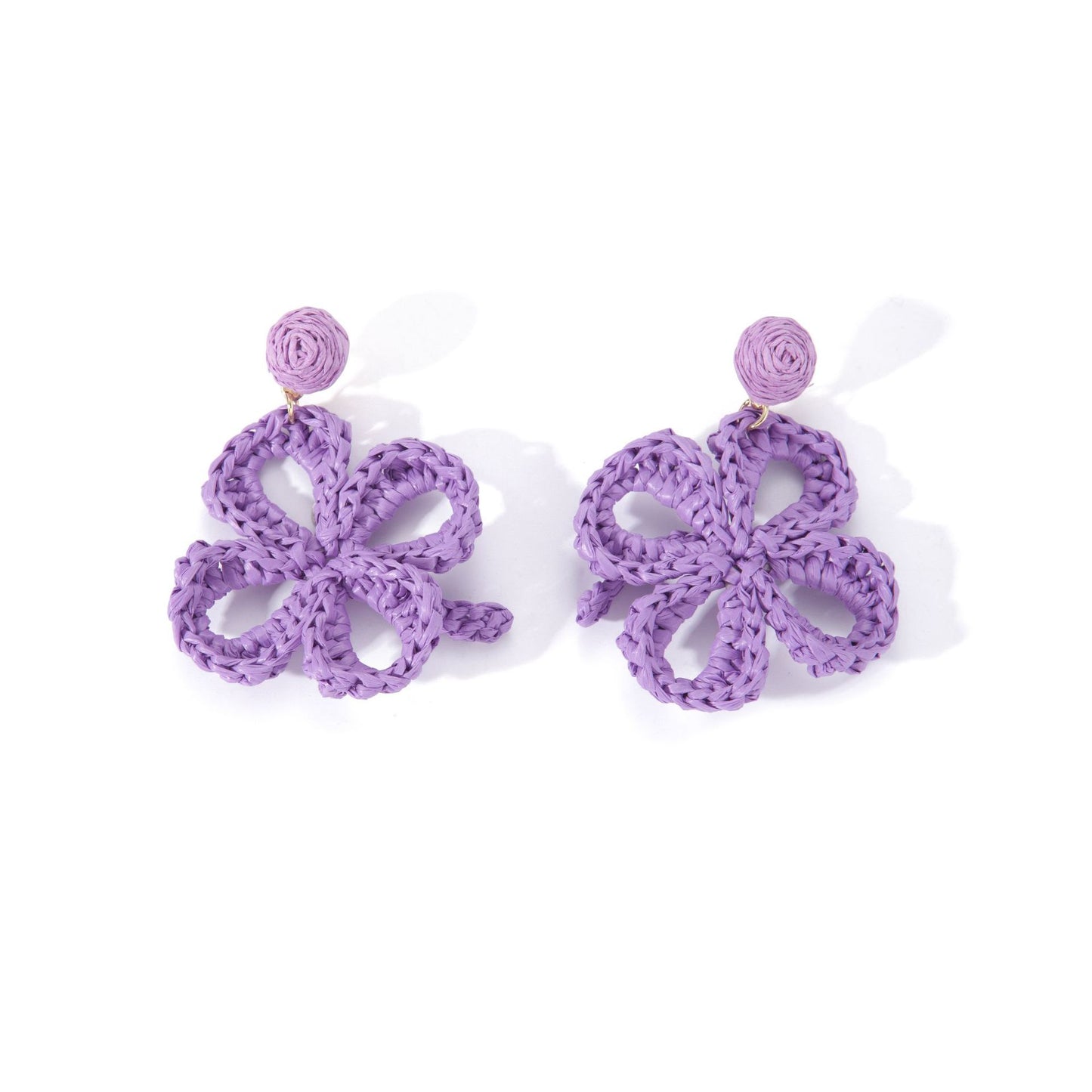 Women's Summer Tassel Flowers Hand-woven Raffia Vacation Style Earrings