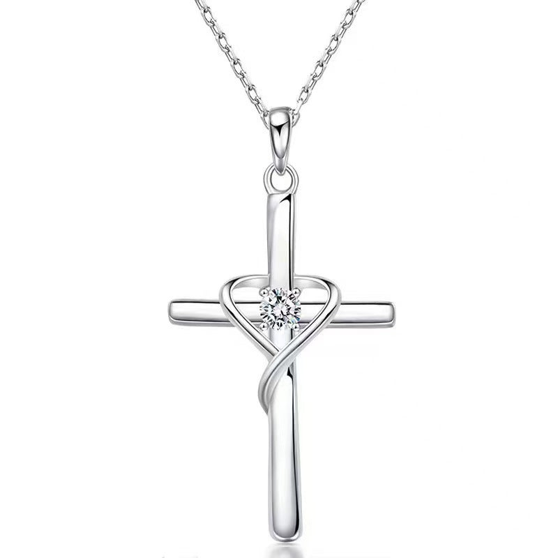 Women's Beating Lucky Heart Cross Love Light Luxury Pendants