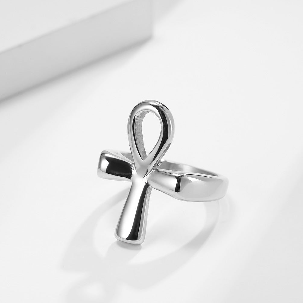 Men's Ornament Ancient Egypt Stainless Steel Cross Rings