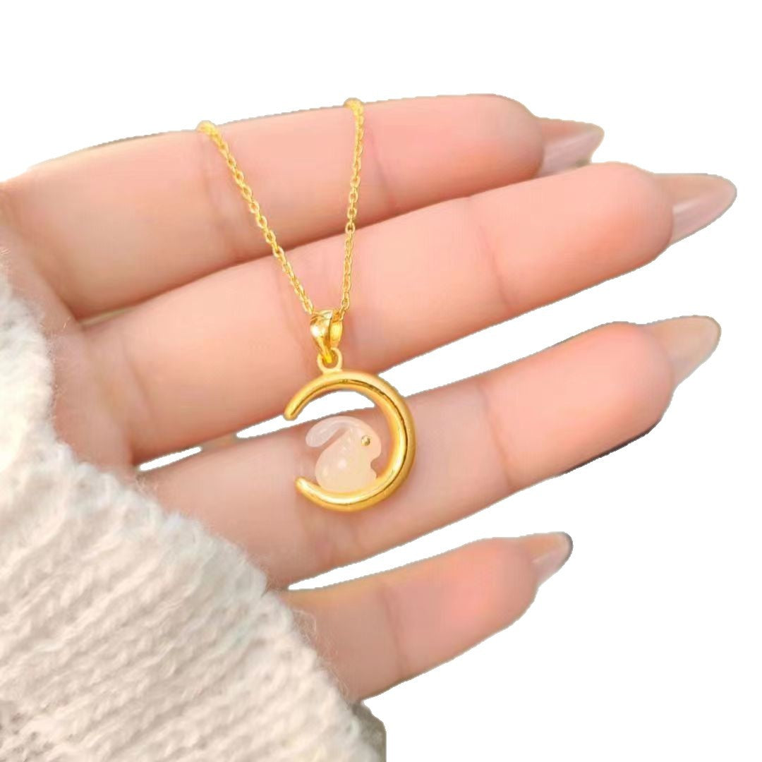 Rabbit Female Chinese Zodiac Life Clavicle Chain National Style Design Necklaces