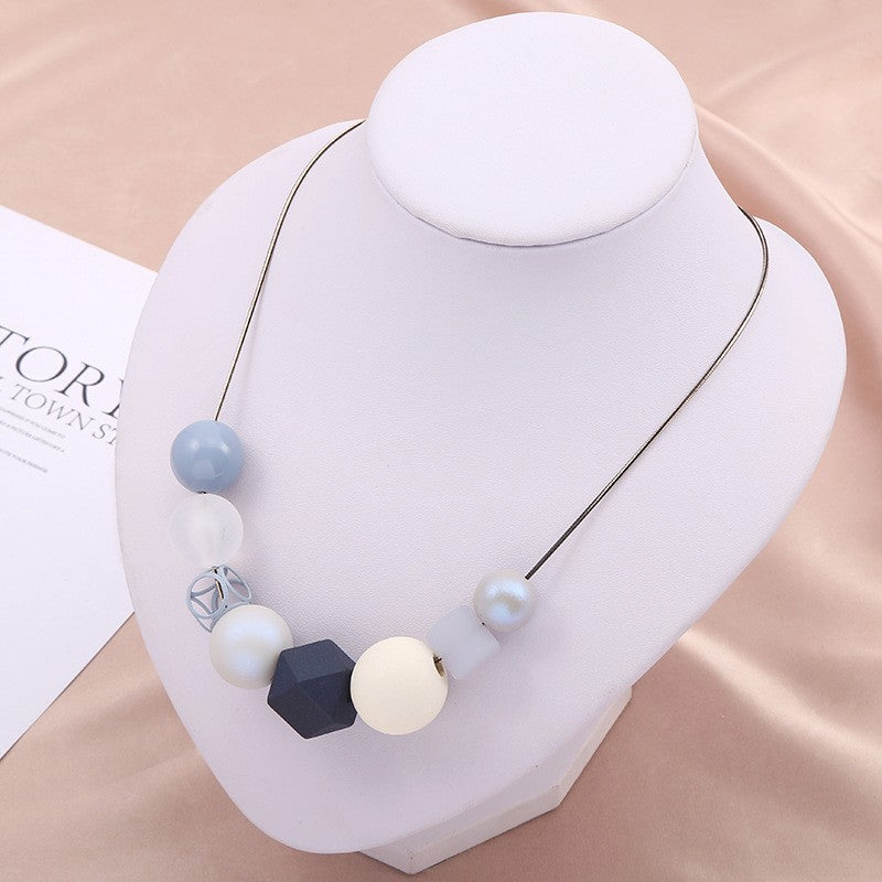 Women's Geometric Beaded Light Luxury Fashion Simple Clavicle Necklaces