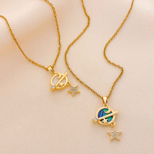 Women's Planet Titanium Steel Versatile High-grade Clavicle Necklace