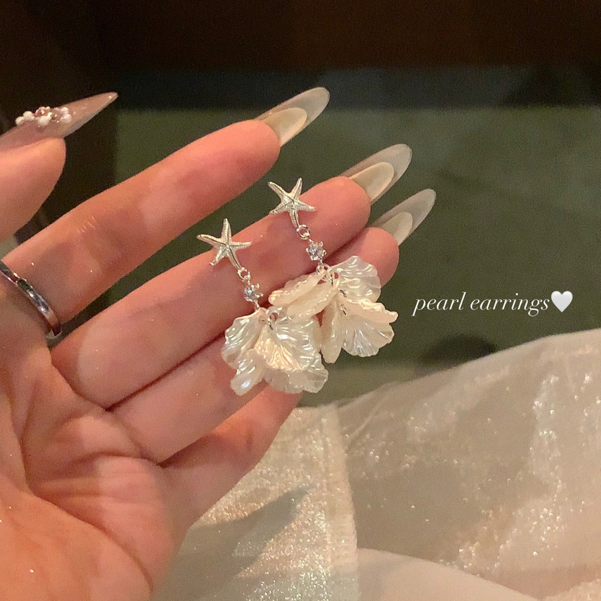 Women's Vacation Style Starfish Shell Petal Fringe Light Earrings