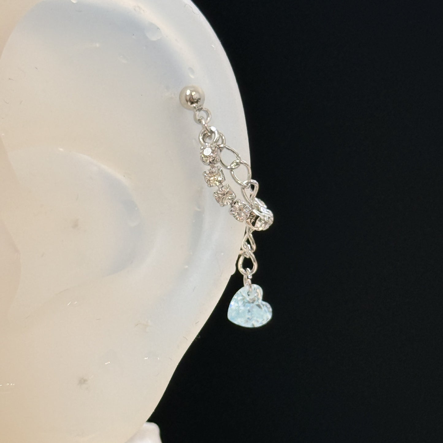Korean Style Chain Heart Tassel Ear Bone Earrings