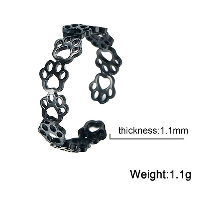 Fashion Cut Stainless Steel Black Cut-out Cat Claw Rings
