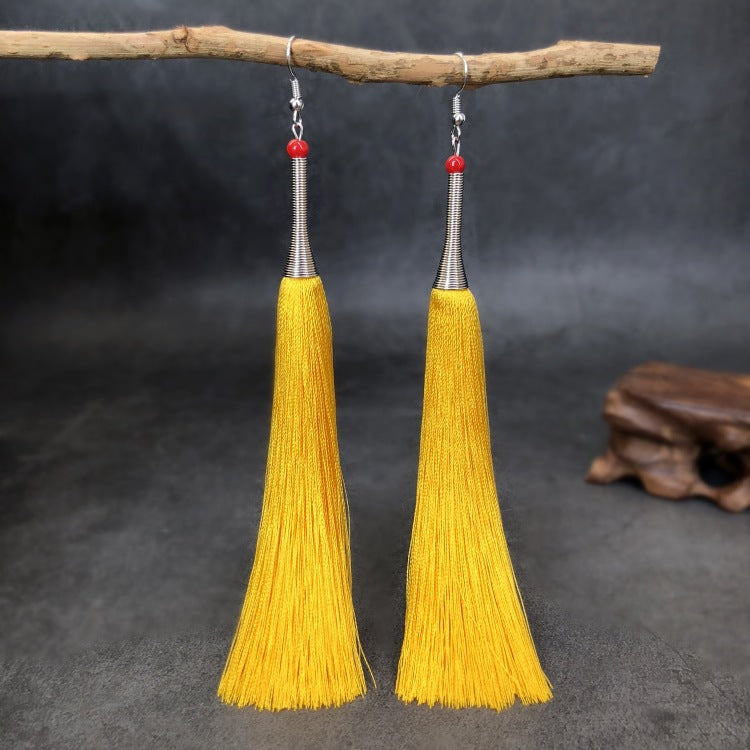 Women's Ethnic Style Tassel Classical Temperament Long Rings