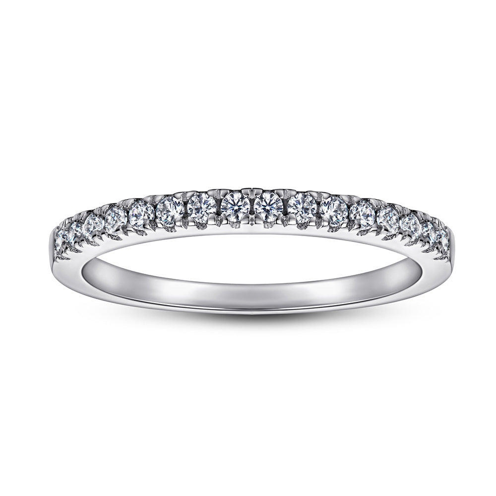 Women's Sier Little Finger Over Row Diamond Simple Rings