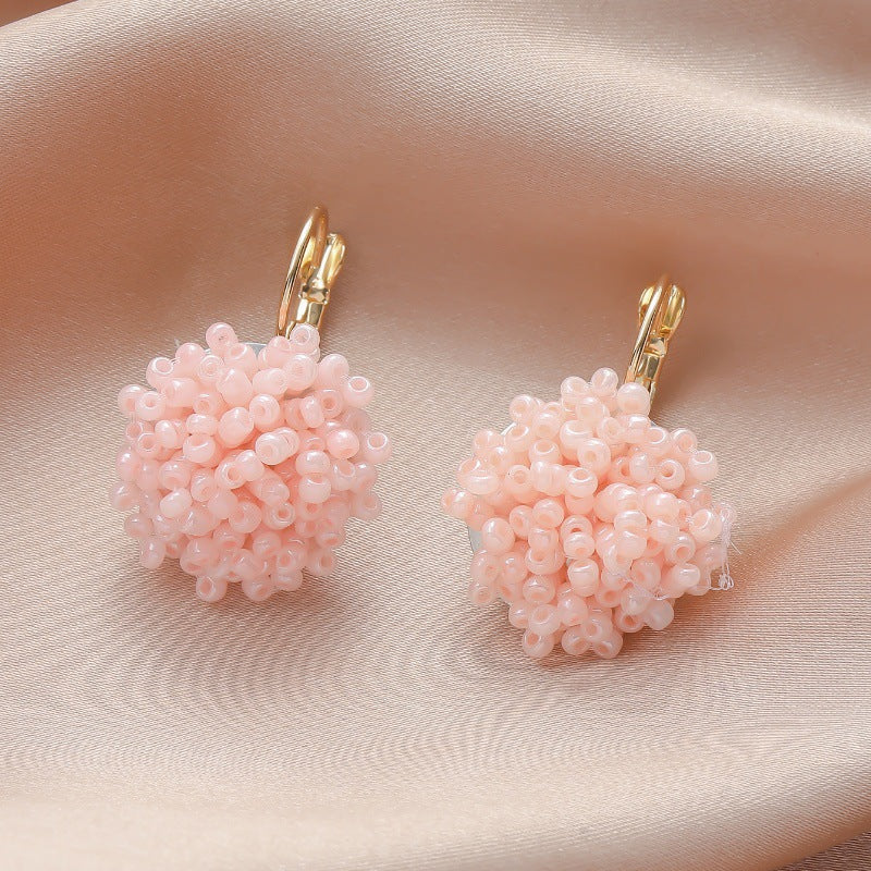 Style French Design Stringed Pearls Flower Cluster Korean Fashion Earrings