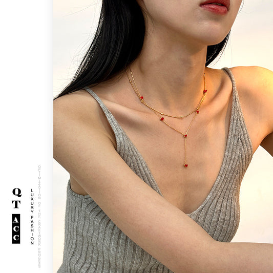 Women's Exquisite French Commuter Gentle Brass Gold Plated Heart Necklaces