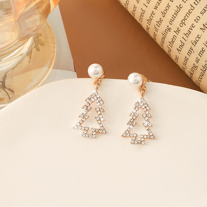 Simple Retro Sier Needle Pearl High Sense Ear Earrings