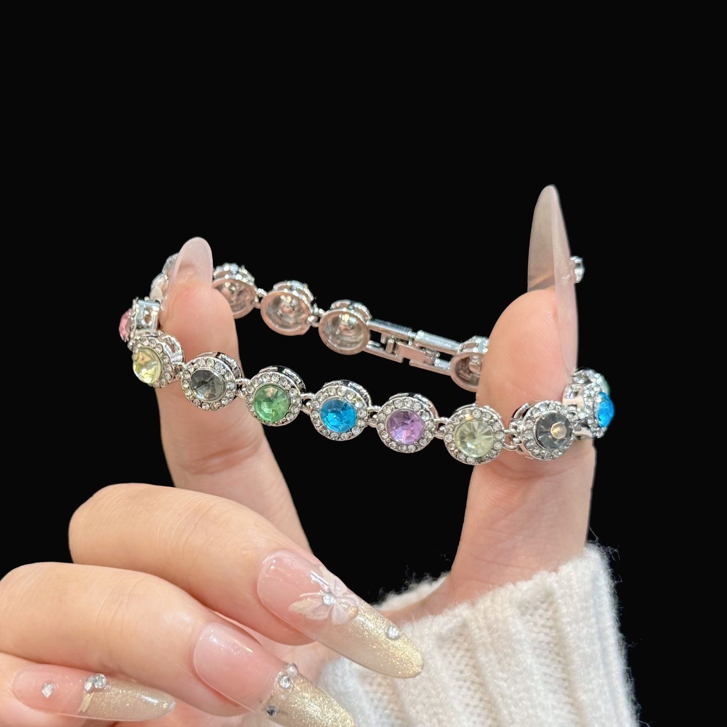 Pink Crystal Female Zircon Inlaid Light Luxury Bracelets