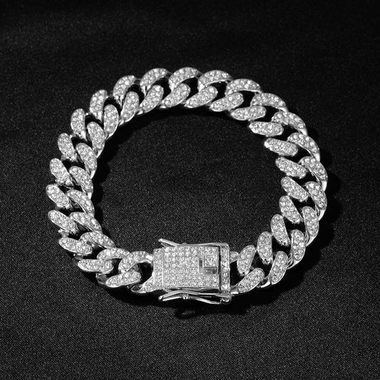 Men's Alloy Fashion Personality Diamond Cuban Link Bracelets