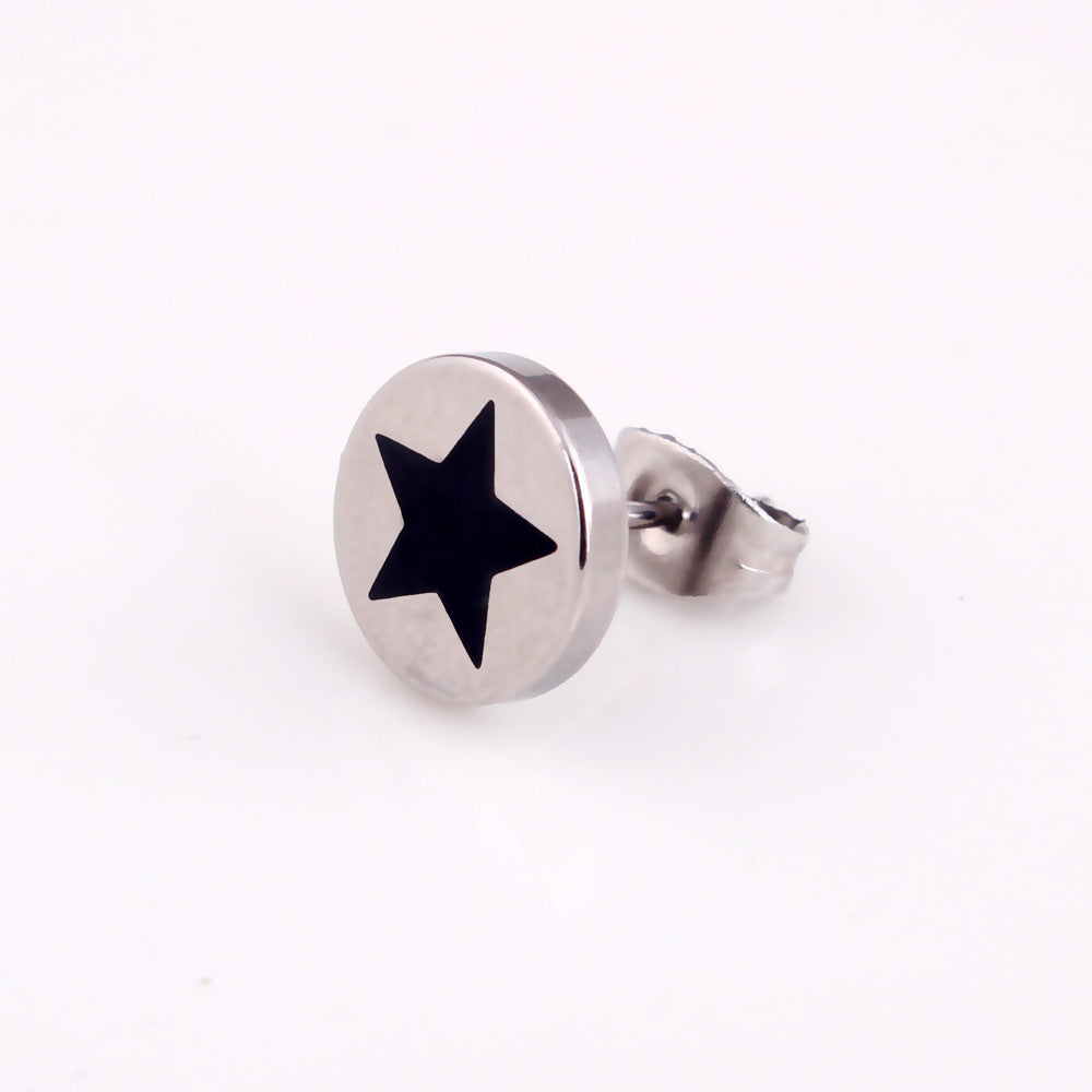 Men's Korean Fashion Pentagram Titanium Steel For Earrings