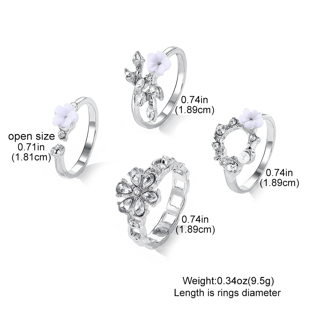 Women's Diamond Flower Fresh Alloy Niche High-grade Ring
