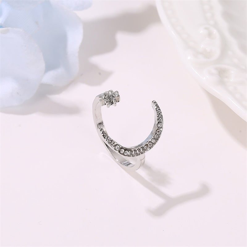 Crescent Moon Star Ethnic Wind Index Finger Rings