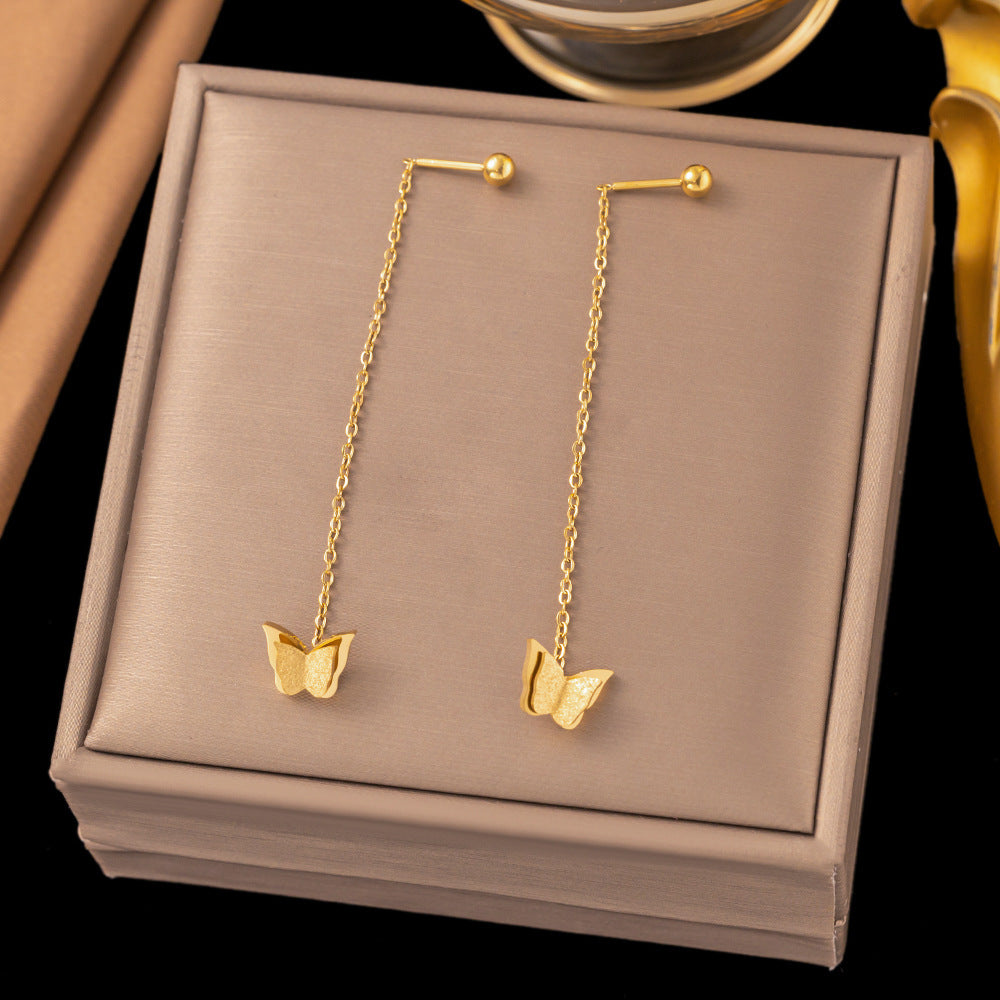 Steel Tassel Niche Design Hollow Heart Shaped Love Female Simple Ear Line