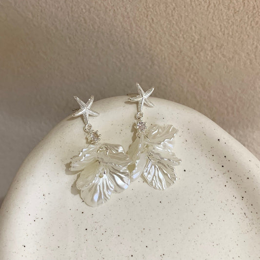Women's Starfish Shell Petal Fringe Light Luxury High-grade Unique Stud Earrings