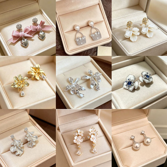 Temperament Inlaid Zircon Delicate Pearl High-grade Light Luxury Korean Style Stud Earrings