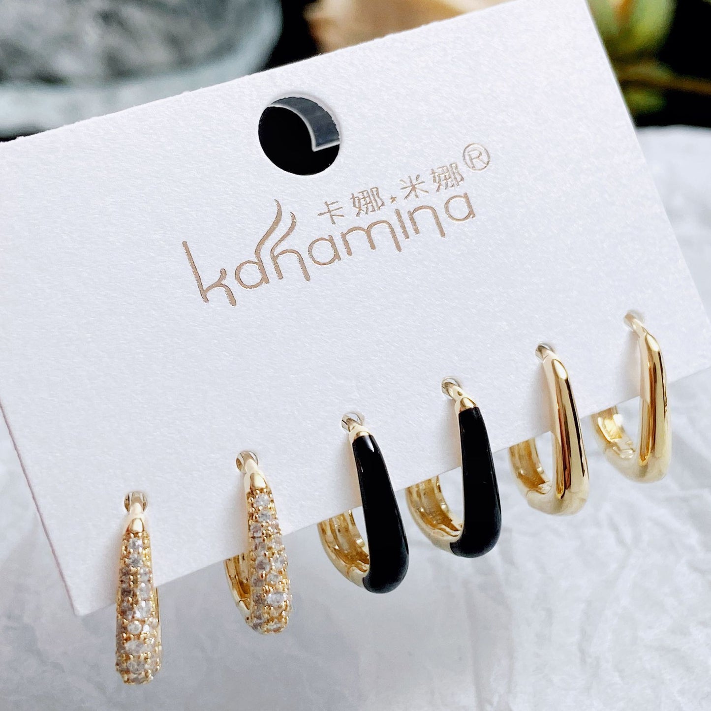 Golden Light Luxury Three Pairs Clip Temperament Wild High-grade Sense Ear Buckle