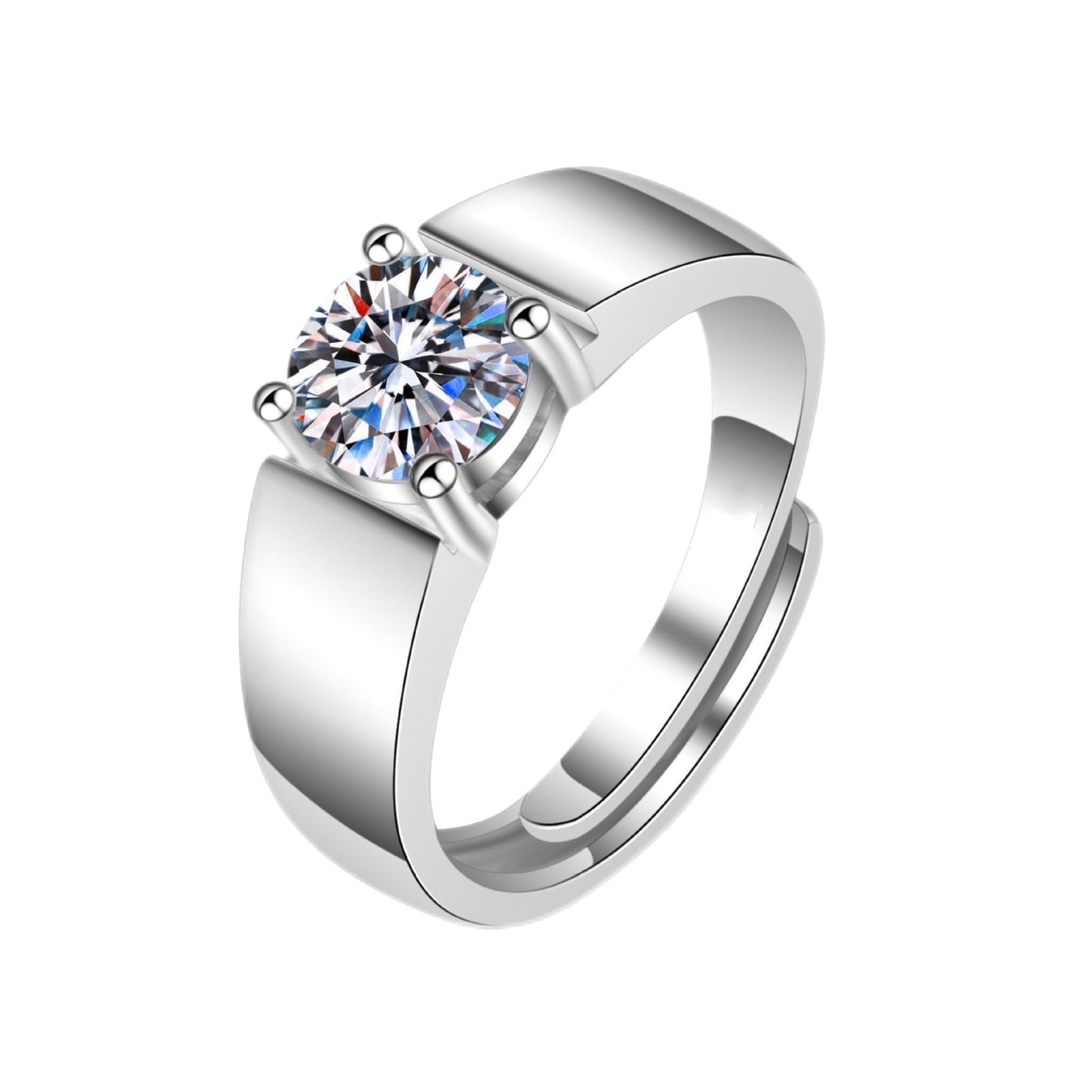 Men's Broadcast Elegant Imitation Moissanite Fashion Open Mouth Ring