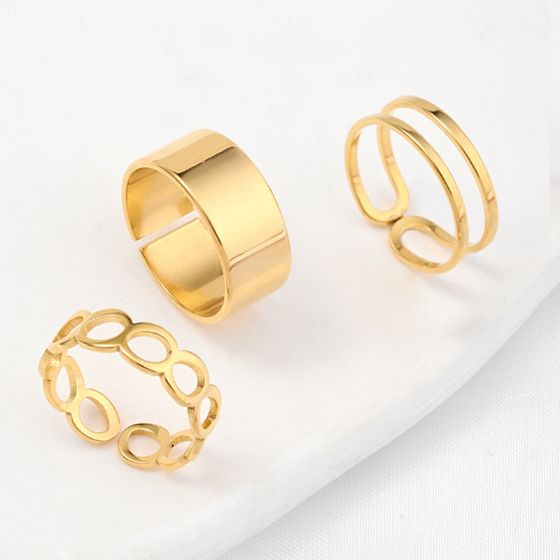 Titanium Steel Three-piece Design Niche Opening Adjustable Suit Rings