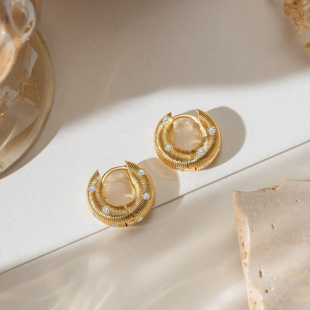 Design Clip Brass Gold Plated Texture Personalized Cold Ear Buckle