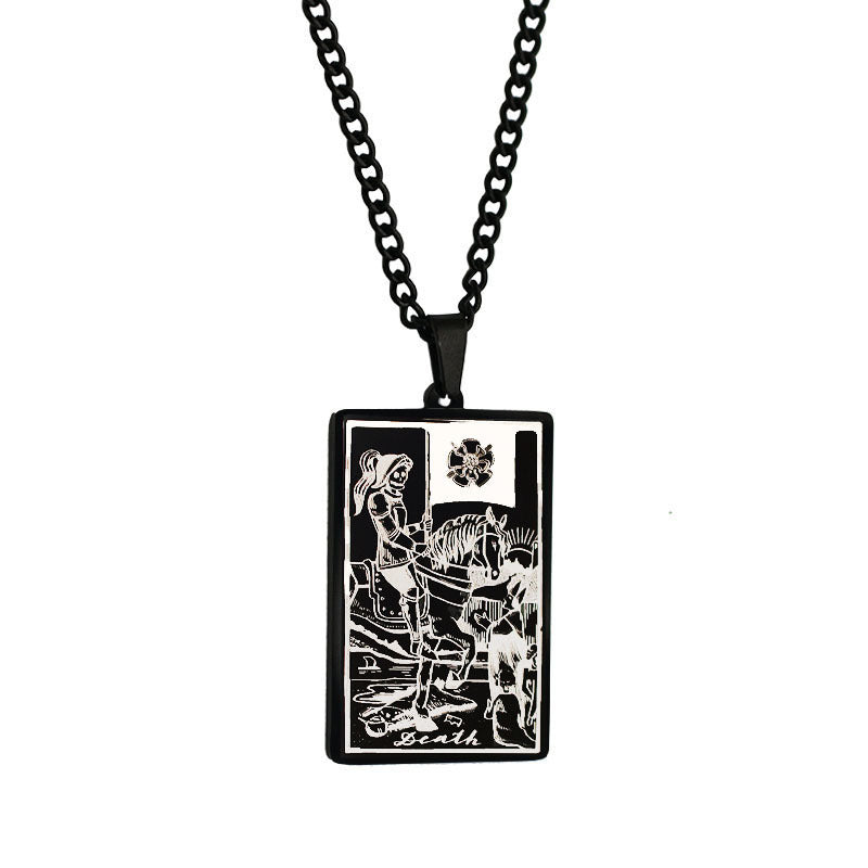 Zhang Tarot Titanium Steel Retro Rectangular Necklaces