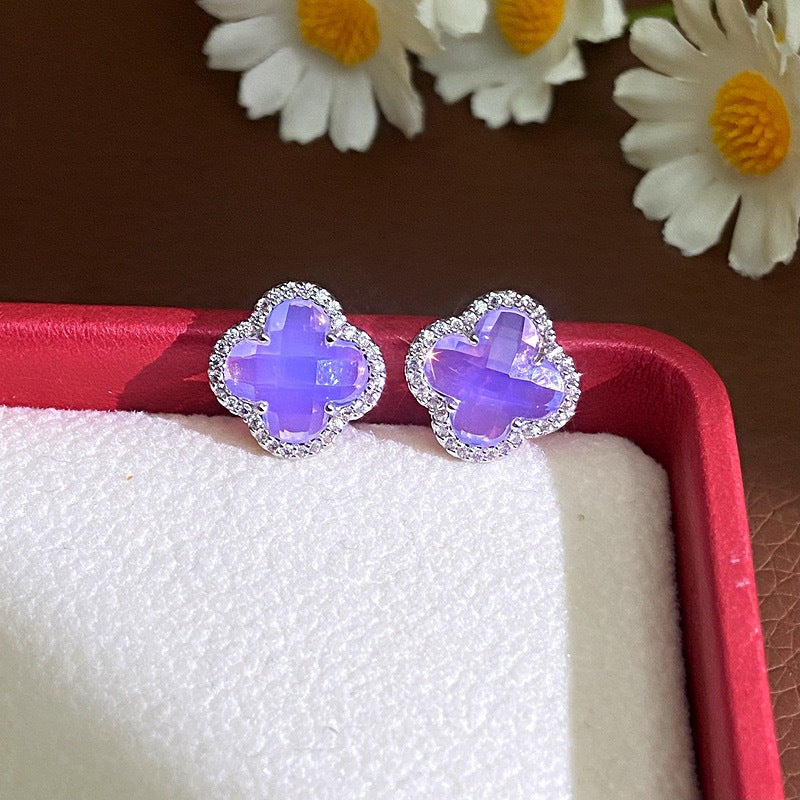 Women's Style Four-leaf Flower Crystal Light Luxury High-grade Refined Stylish Versatile Rings