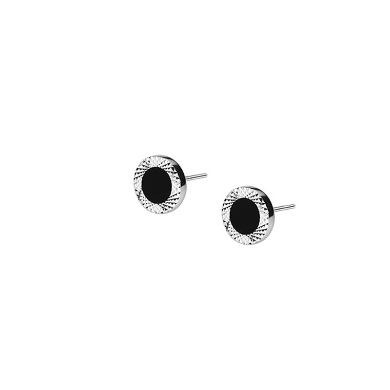 Men's Sier Texture High Sense Niche Style Eardrop Trendy Stud Earrings