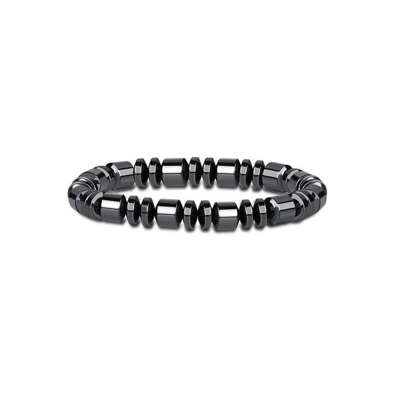 Men's Haematite Stretch Natural Stone Beaded Spacer Yoga Single Bracelet