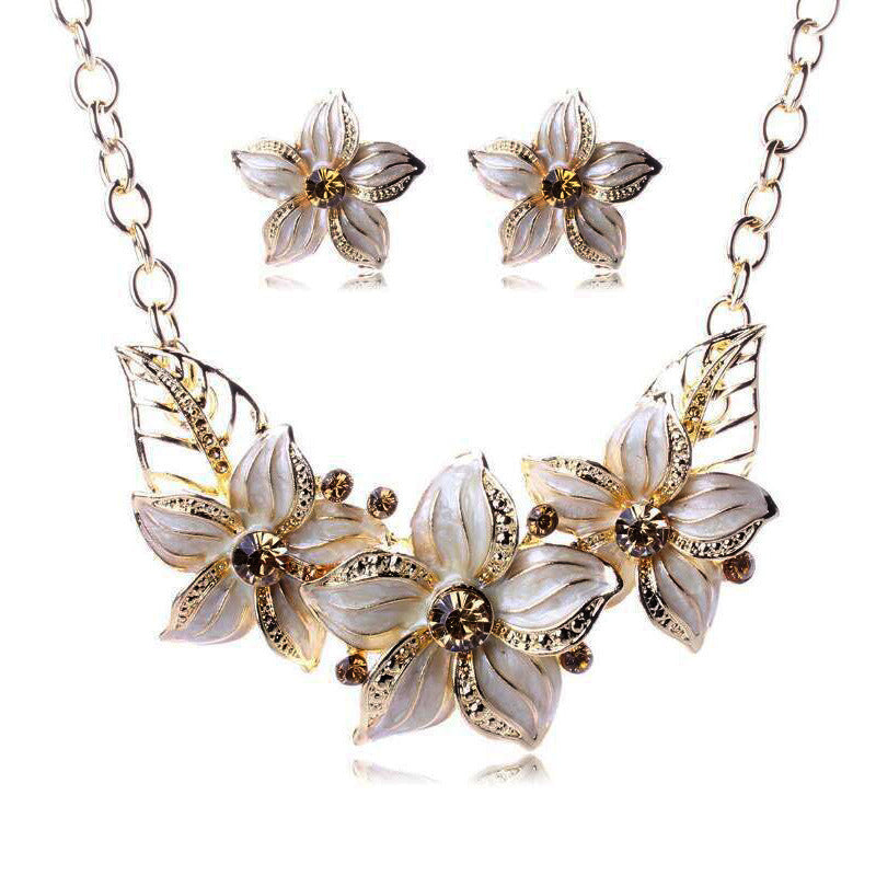 Women's Suite Splendid Diamond Geometric Crystal Flowers Jewelry Set