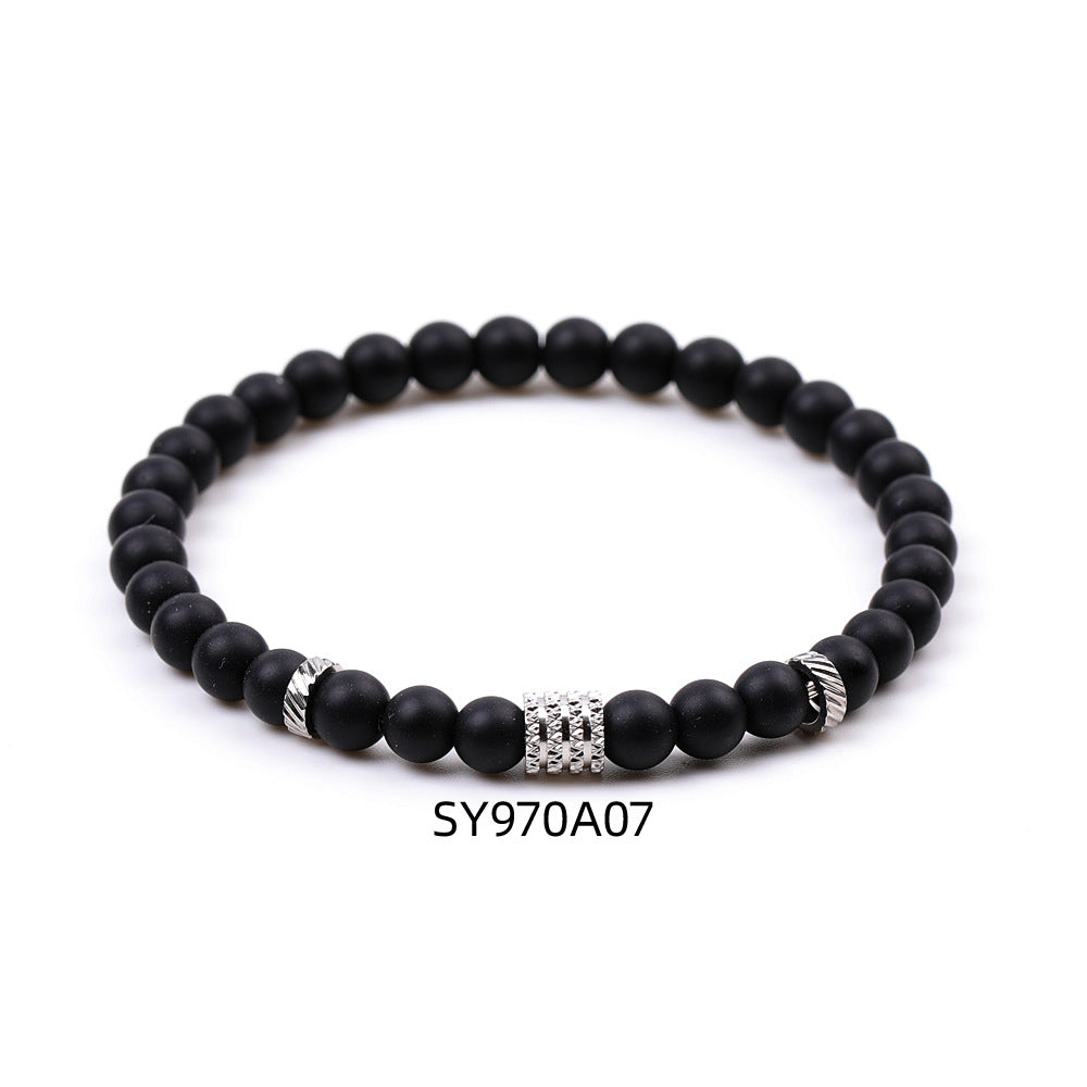 Stainless Steel Frosted Indian Agate Tigereye Striped Bracelets
