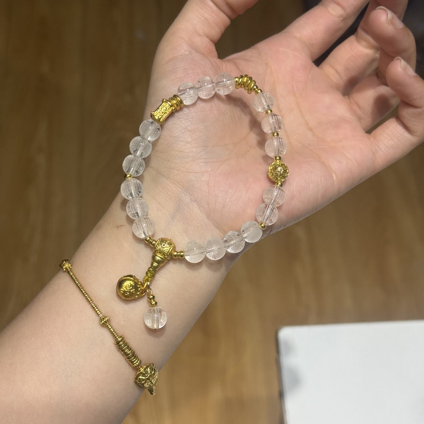 Sutra White Colored Glaze Single Temple Bracelets