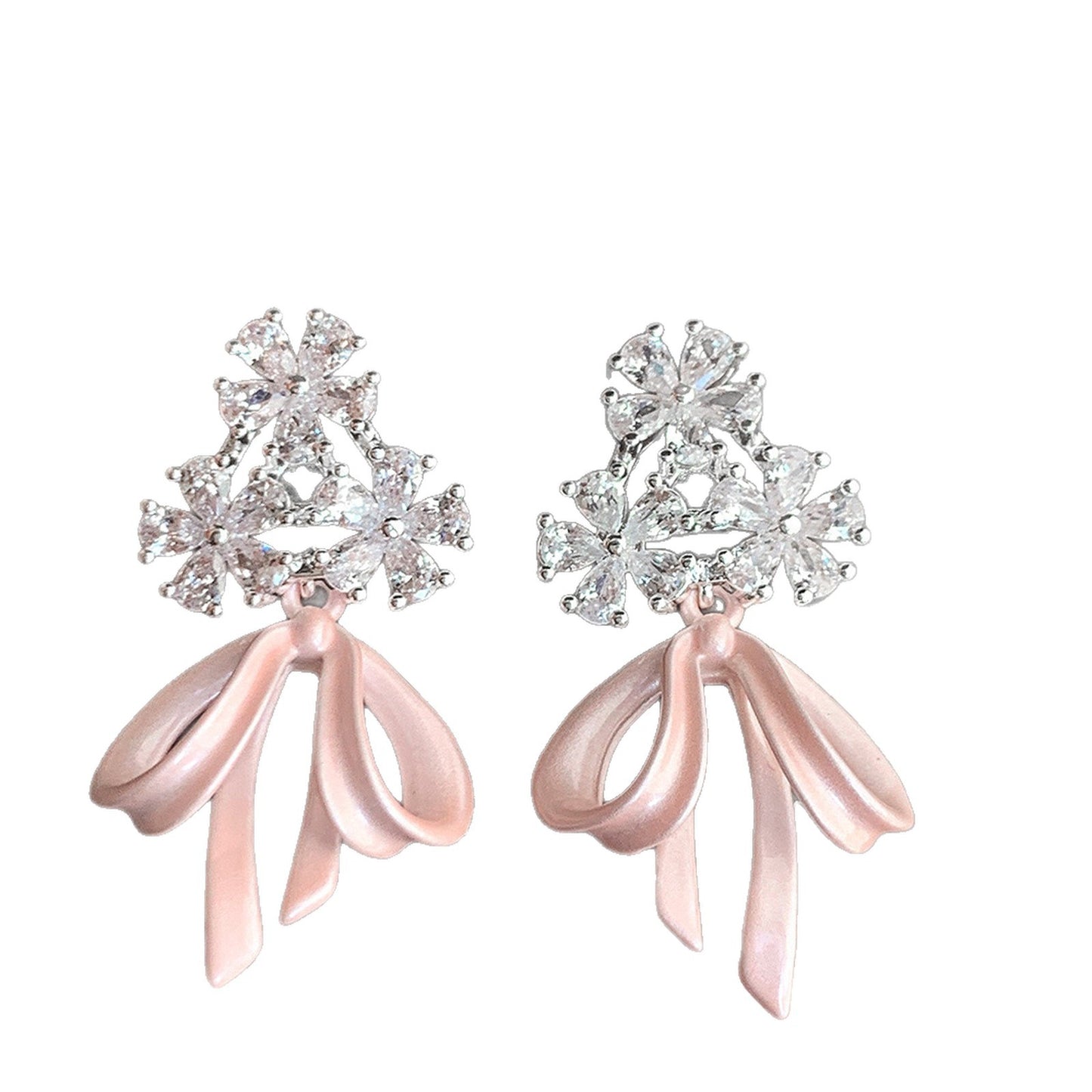 Women's French Zircon Bridal Bouquet For Niche Design Stud Earrings