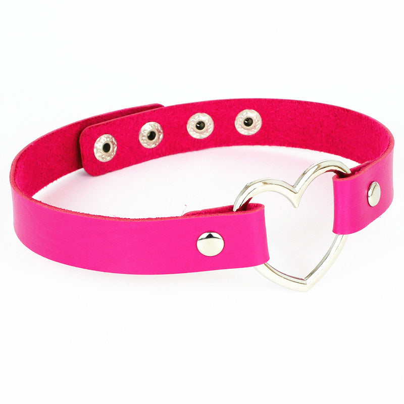 Fashion Punk Nightclub Soft Leather Heart Love Necklaces