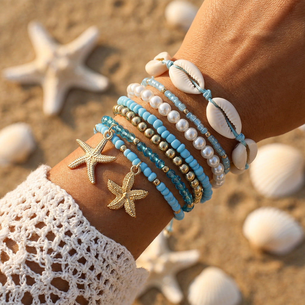 Women's Shell Summer Combination Versatile Niche Bead Bracelet