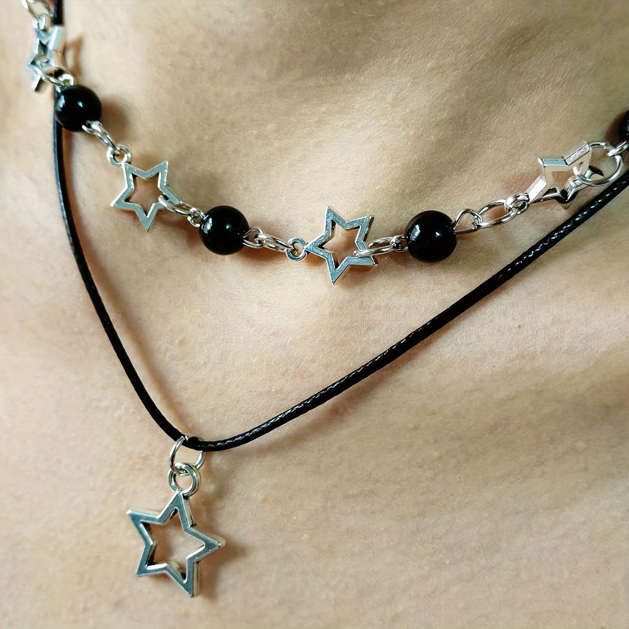 Fashion Punk Hollow Pentagram Bohemian Style High-grade Temperament Ball Necklaces