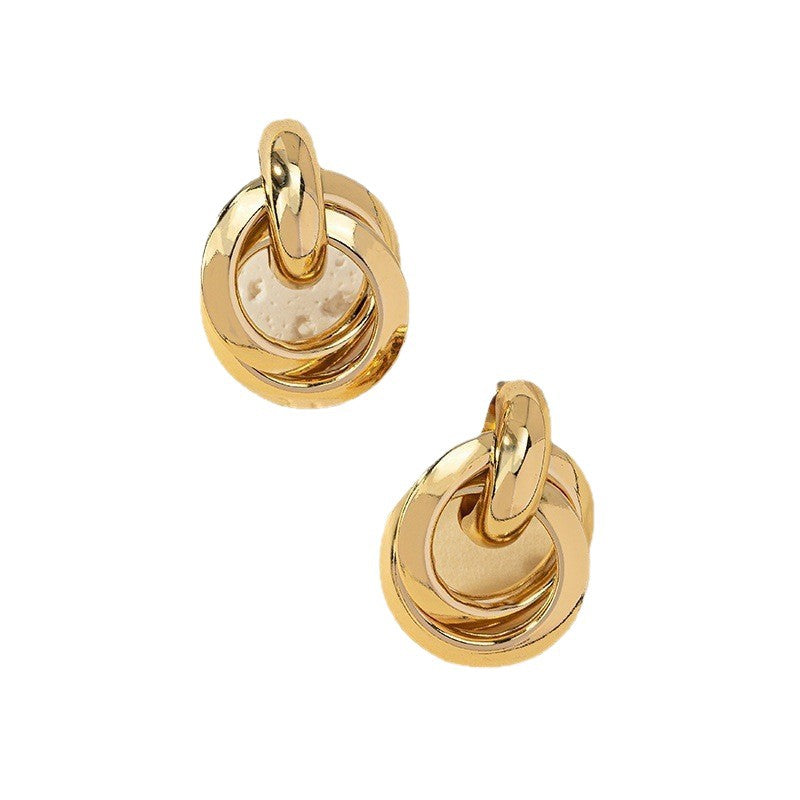 Fashion Geometry Pattern Round Female Unique Design Simple Rings