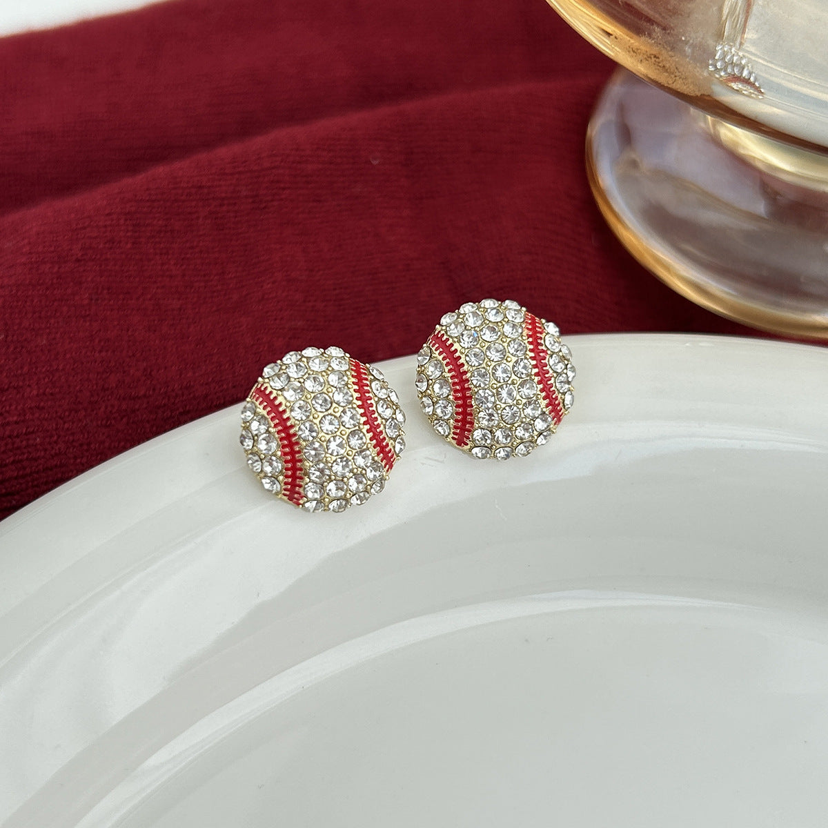 Sports Game Baseball Element Bow Love Heart Long Fringe Rings